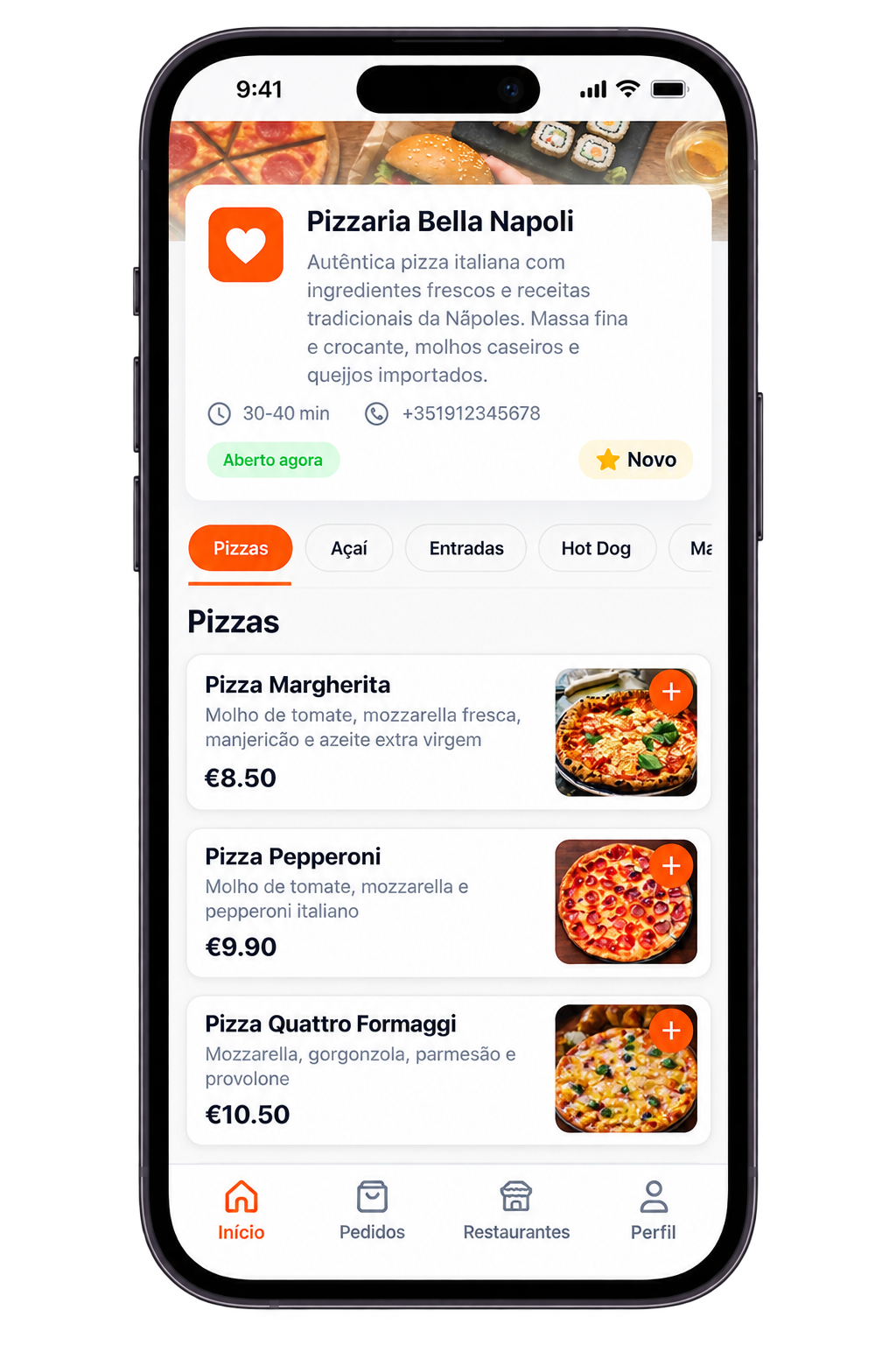 Ementa digital MenuGo no telemóvel